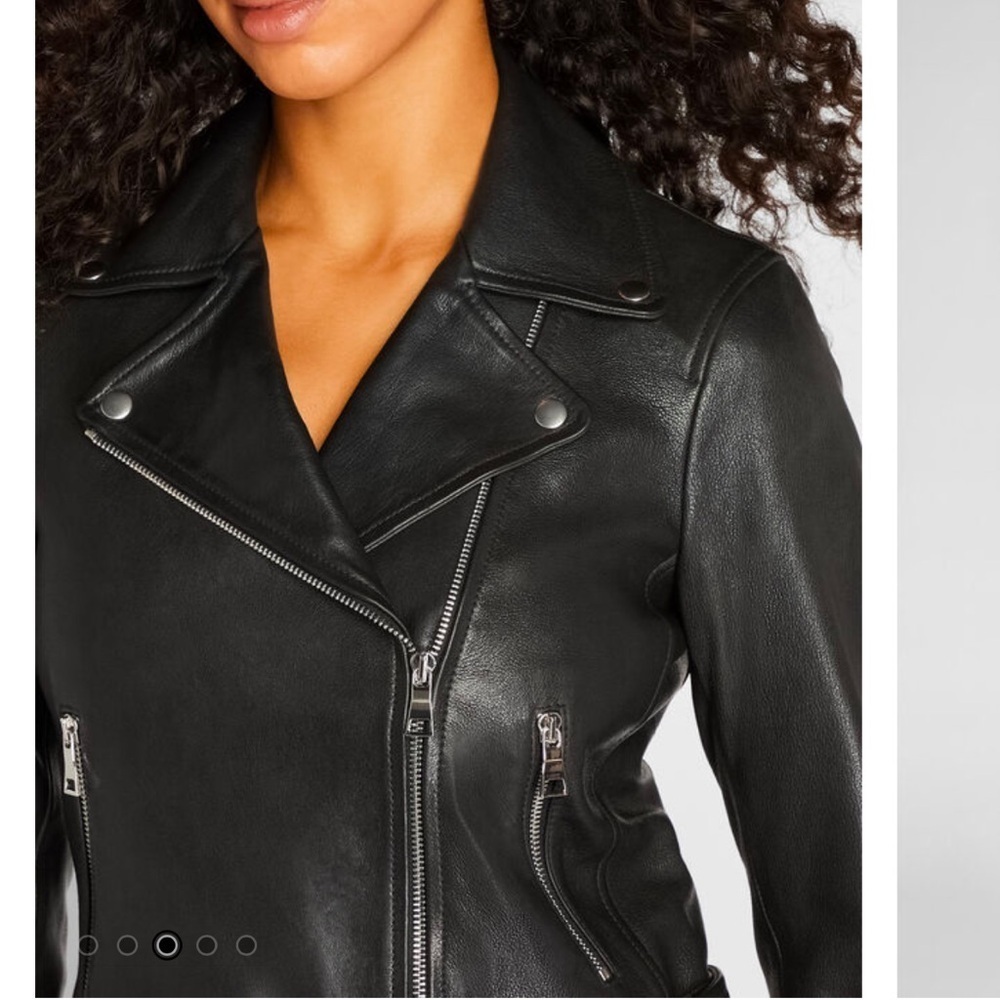 Club Monaco Leather Classic Moto Jacket in Black New with tags! - Picture 3 of 9